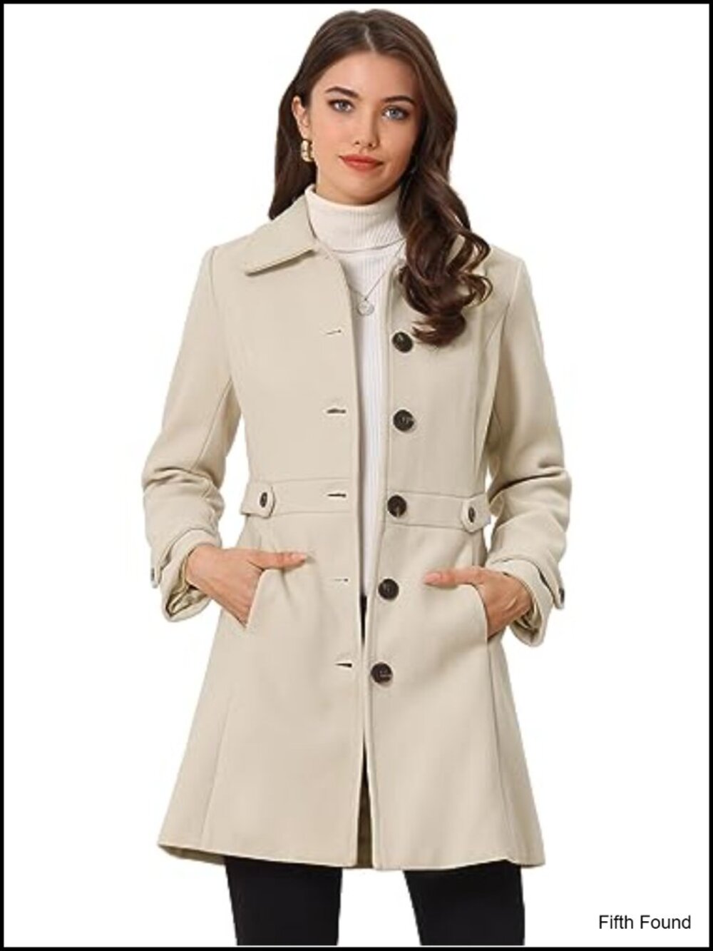 Women's Winter Single Breasted Overcoat with Pockets Long Sleeve Trench